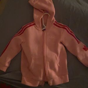 Pink , red , and blue adidas matching suit for girl 12 -18 months